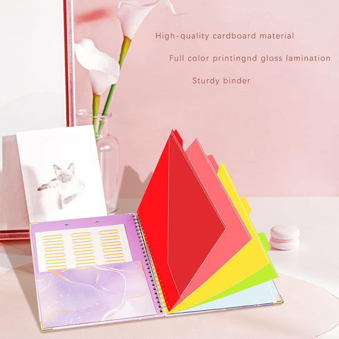 Spiral Clipboard Folio with Refillable Notepad, Cute Clipboard Folder with 5 Dividers and 10 Pockets for School Office