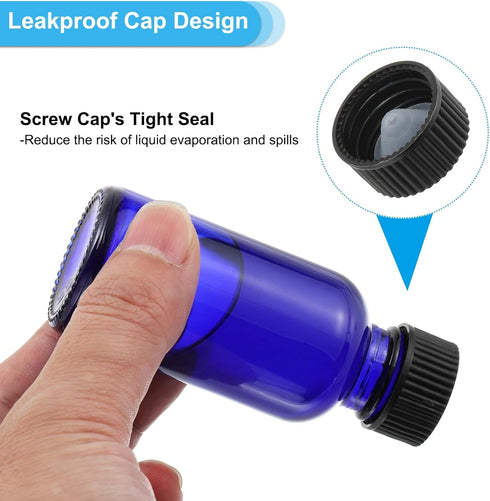 PATIKIL 1oz(30ml) Glass Sample Bottles, 4Pcs Round Dispensing Bottles with Black Poly Cone Cap