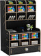 Marbrasse Black Wooden Desk Organizer, Multi-Functional Pen Holder, Storage Rack for School Home Office Art Supplies