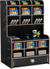 Marbrasse Black Wooden Desk Organizer, Multi-Functional Pen Holder, Storage Rack for School Home Office Art Supplies