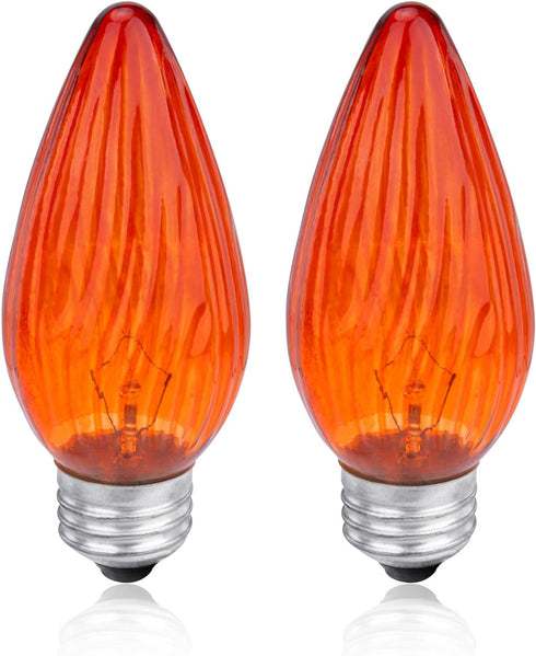 Neowah 25W Amber Flame Tip Chandelier Bulbs, Decorative Glass, 120 Lumens, 2 Pack