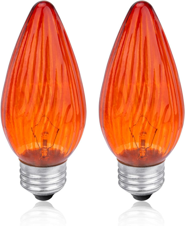 Neowah 25W Amber Flame Tip Chandelier Bulbs, Decorative Glass, 120 Lumens, 2 Pack