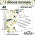 48Pcs Whaline Funeral Thank You Cards Floral Sympathy Thank You Card with Stickers Envelopes White Flower Bereavement