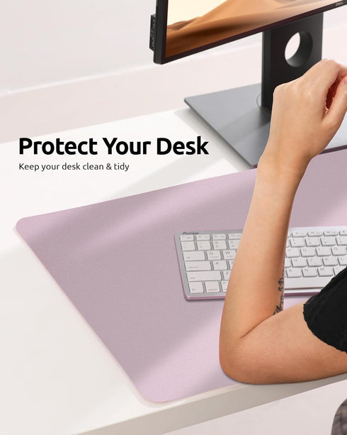 YSAGi Leather Desk Pad Protector, Large Mouse Pad, Non-Slip PU Blotter for Office Home (Grayish Lavender, 23.6" x 13.8")