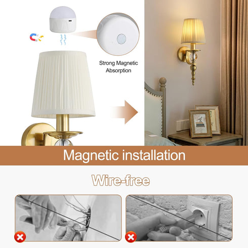 MEYIAENGIE Set 2, 15 Wireless Lights for Wall Indoor of Rechargeable LED Wall Lamps with Remote Control, RGB Colors