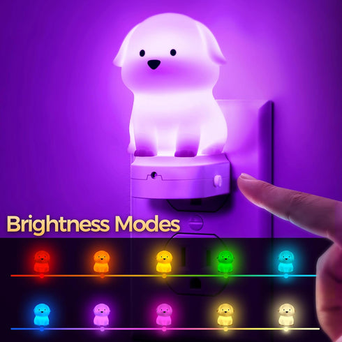 3D 3000K DORESshop LED Night Light for Kids, Cute Puppy Night Lights Plug into Wall with Dusk to Dawn Sensor, RGB+Soft
