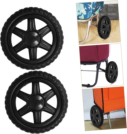 2pcs Garneck Heavy Duty Replacement Wheels for Shopping Cart Stair Climbing Cart Rolling Accessories Black Rubber Foam