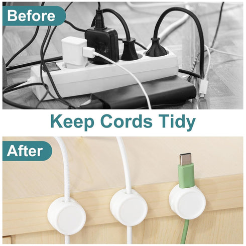 uxcell 9Pack Cord Organizer Holder, Magnetic Cable Clips Adhesive Desk Cable Management Round Wire Organizer for Home