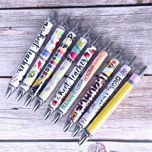 YJ PREMIUMS 8PC Teacher Pen Set, Fun Cute Best Pens for Teaching, Writing, School Sayings, Appreciation Gifts