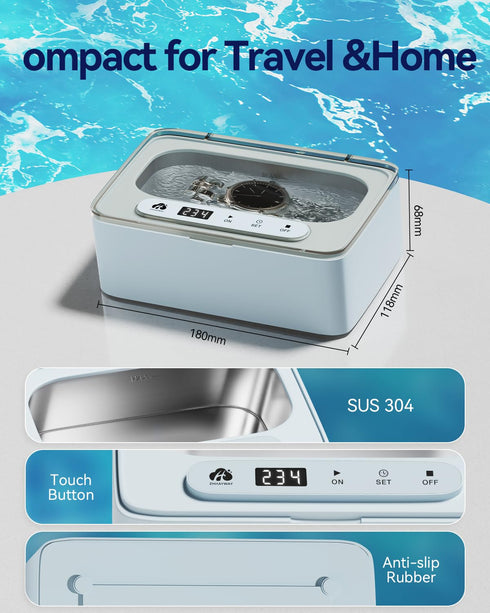 ZHHAYWAY 47kHz 3 330ML Ultrasonic Jewelry Cleaner, Ultrasonic Retainer Cleaner for Jewelry, Eyeglass, Braces