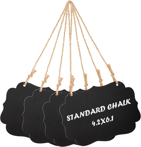 Kamehame Set of 4 Hanging Chalkboard Signs - Small 6.1x4.2 Acrylic Blackboard with Jute String for Memo Message Board