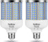 2 Pack 280W Equivalent LED Corn Light Bulb, 4000 Lumen 6500K Cool White Daylight, E26/E27 Medium Base