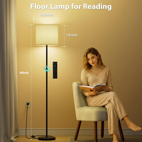 Dimmable 12W Bulb, Keepsmile Floor Lamps for LivingRoom with LED Foot Switch, Remote Custom Color Temperature Floor