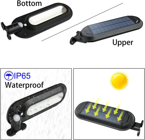 Solar Motion Sensor Gutter Lights, Waterproof, Wireless, 18 LED 600 Lumen Outdoor Security Lights for Garden, Fence