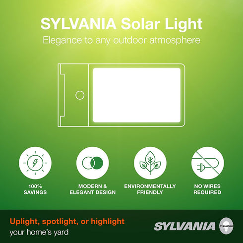 SYLVANIA Solar Flood Light Luminaire with Daylight Sensor, LED and Battery Included, 5000K, Black Finish - 1 Pack