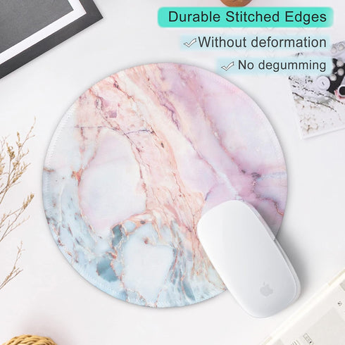 ITNRSIIET 7.877.870.12 inches, Marble Round Mouse Pad Pink Marble Customized Premium-Textured Washable Desktop