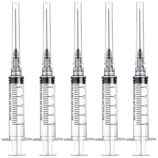 SHAOTONG 5ml Syringe with 22 Gauge 1.2 inch Luer Lock Accessories, Disposable Lab Supplies, 20 Pack