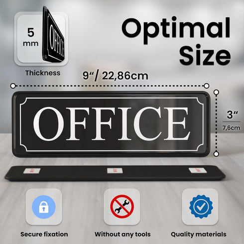 The Office Door Sign with Bigger Letters - Bright Acrylic Self-Adhesive Sign 9×3 in for Home or Business