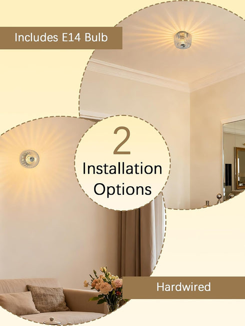 E14 Bulb,3000K Modern Wall Sconce with Hardwired,LED Wall Light Fixtures with Warm White Wall Lamp with Clear Glass