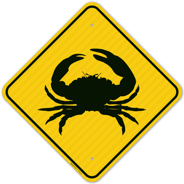 Crab Crossing Sign, 18x18 Inches, 3M AEGP Reflective.063 Aluminum, Fade Resistant, Made
