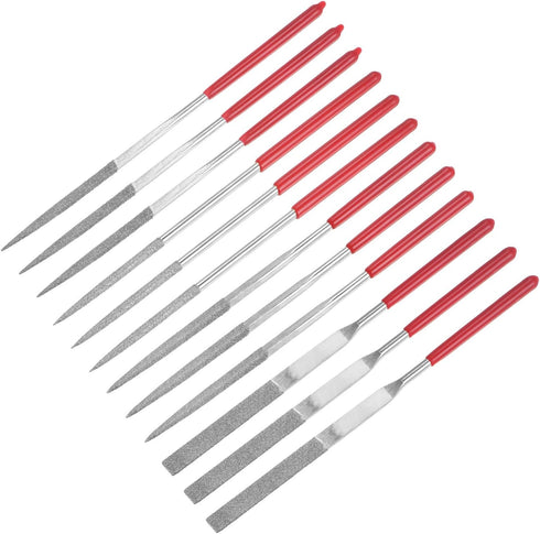uxcell 12pcs Mini Diamond Needle File Set, 120 Grits Small Metal Files for Glass Wood Stone Hand Tools