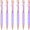 Gullor 6 Pieces Black Ink Pens: Medium Point Ballpoint Crystal Pen with Four-leaf Clover, Purple