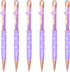 Gullor 6 Pieces Black Ink Pens: Medium Point Ballpoint Crystal Pen with Four-leaf Clover, Purple