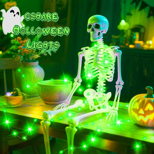cshare 16.4ft 50LED Green Fairy Lights Battery Operated, Halloween String Lights with Timer for Indoor & Outdoor