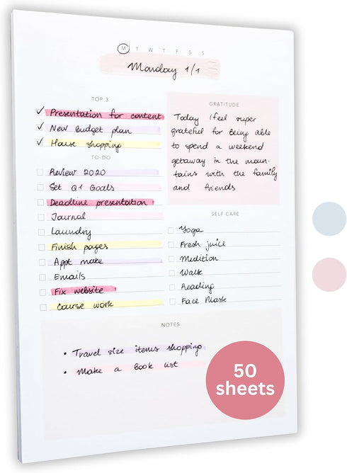 Lamare Daily To Do List Notepad – Undated Daily Planner and Things To Do Notepad for Productivity