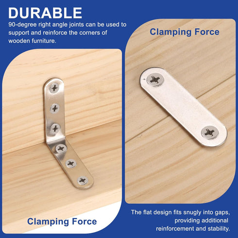6pcs 4.9" 4.9" 0.8" 90 48 HARFINGTON L-Shaped Corner Bracket x x Stainless Steel Degree Angle Brace Joint Right Corner