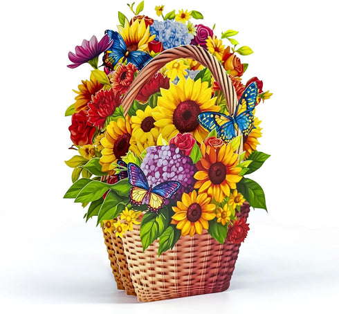 Butterflies,3D Pop Up Birthday Cards Yellow Sunflowers Forever Bouquet Greeting Card for Women Wife Girlfriend Mom