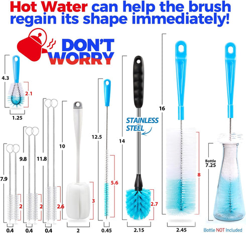 Set Holikme Bottle Brush Tube Cleaning Lab with Long Handle, Cup Cleaner for Washing Narrow Neck Beer Wine Decanter