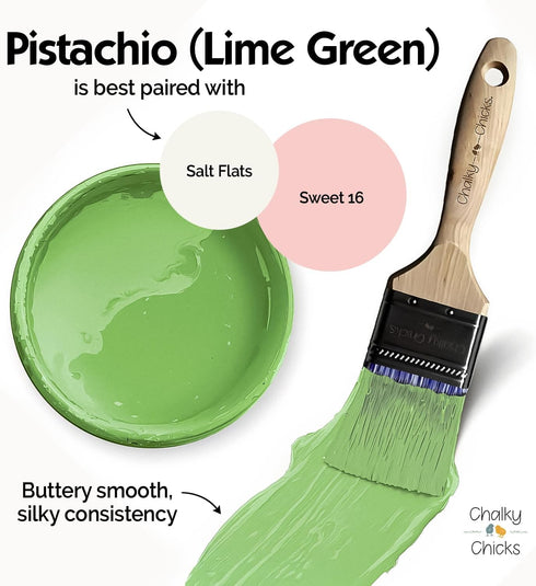 4 Oz Chalky Chicks Fl Matte Pistachio (Lime Green) Chalk Paint for Furniture Without Sanding - No Prep Furniture Paint