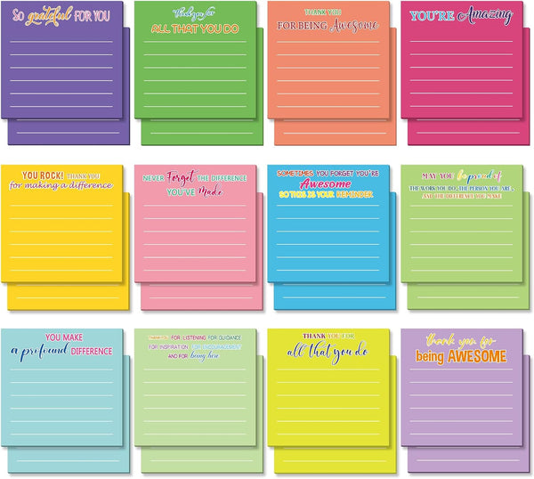 Yinder 24 Pcs Employee Appreciation Sticky Notes, Thank You Gifts Bulk, Mini Pocket Inspirational Notepads