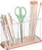 mDesign Plastic Organizer Cup Holder - Divided Storage Organizer for Desks, 3 Sections for Pens, Pencils, Markers,