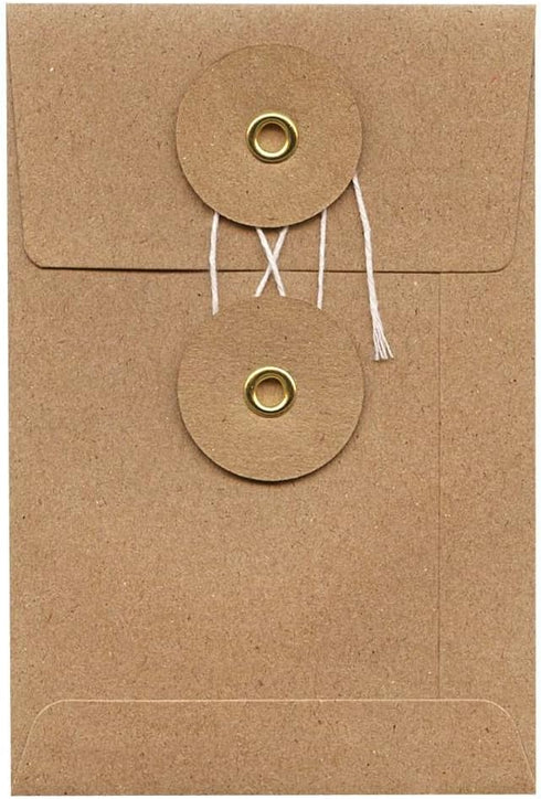Midori Craft Envelope, S, Vertical, With String, Brown, 8 Pieces