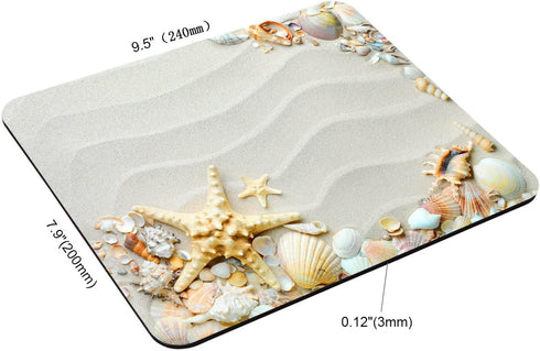Starfish Mouse Pad, Seacoast with Sand with Colorful Various Seashells Customized Non-Slip Rubber Base Mousepads, Computer Mouse Pads for Wireless Mouse by TSSOHU
