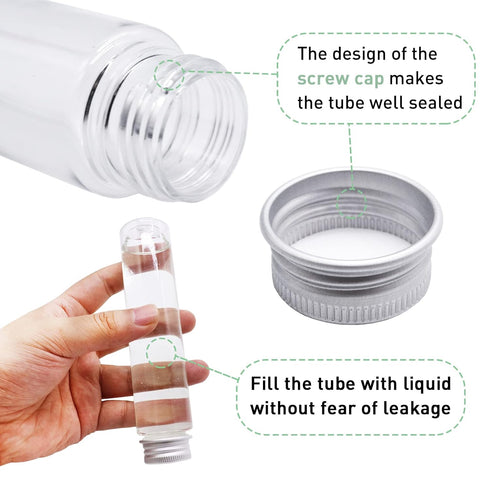24 Pcs Clear Plastic Test Tubes 115ml with Caps, Flat-Bottomed Bath Salt Containers for Candy, Gumball, Plant
