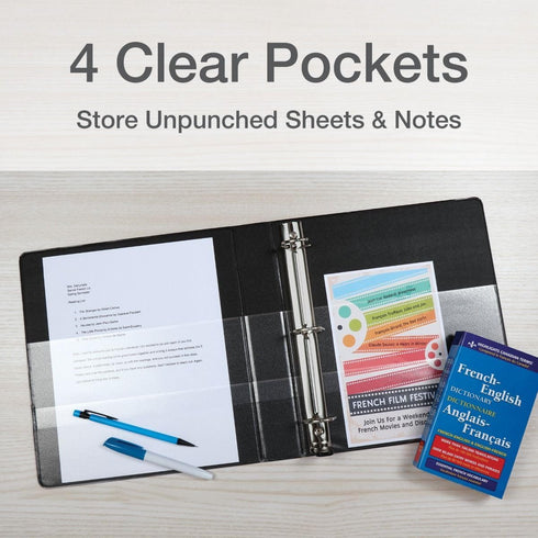 Cardinal 3 Ring Binder, 1.5 Inch Premier Easy Open Binder, ONE-TOUCH Locking Slant-D Rings, Black (10311)
