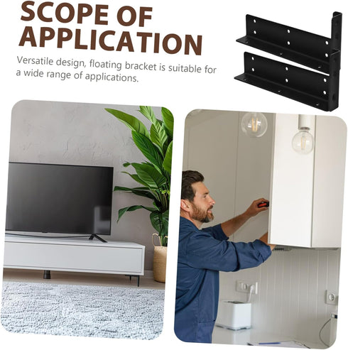 2pcs Heavy Duty Floating Brackets for Shelves Hidden Support Frame Wall Mounted Bracket for Cabinets Bathroom Tv Stand