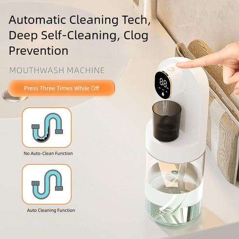 HUJIUTUO 4 600ml Auto Mouthwash Dispenser Dispensing Modes for Bathroom Mouth Machine with Digital Display Capacity