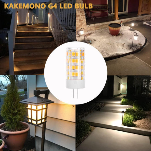 KAKEMONO G4 LED Bulb 4W 2700K Warm White Bi-Pin T3 JC Type 12VAC/DC for Outdoor Landscape Deck Lights, Pack of 6