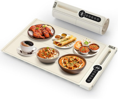 MUALIK Warming Mat for Food, Roll-UP Fast Heating Silicone with 6 Level Temperature,
