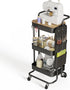 DTK 3 Tier Metal Utility Rolling Cart with Table Top, Side Bags, Tray Storage Organizer on Wheels for Kitchen, Office