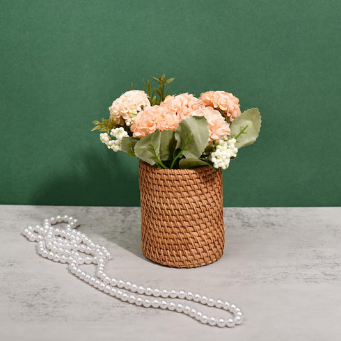 Eiyye Handmade Rattan Pencil Holder - Makeup Brush Holder, Wicker Pen Organizer for Office & Home Desktop