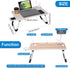 4 Portable Bed Desk, Foldable Laptop Desk with USB Charge Port/Cup Holder/Tablet Slot/Storage Drawer, Folding Lap Table