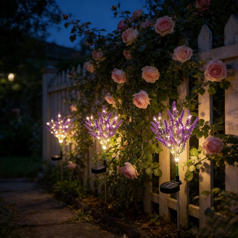 Lavender Solar Garden Lights, Outdoor Waterproof Solar Flowers, Solar Powered Garden Dcor for Pathway, Yard, Patio