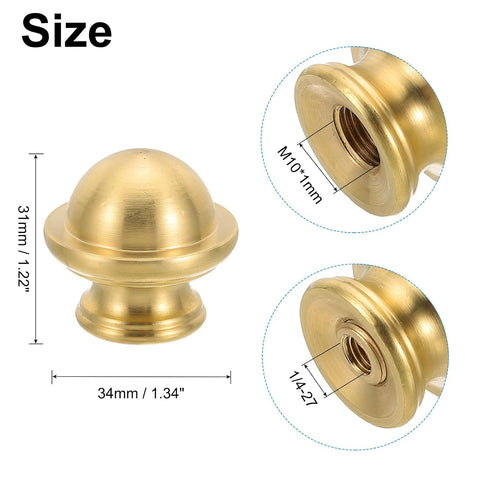 PATIKIL Lamp Finials Caps Knob, Solid Brass Lamp Shade Top Decoration Screw Cap Nuts with Brass Reducing Adapter