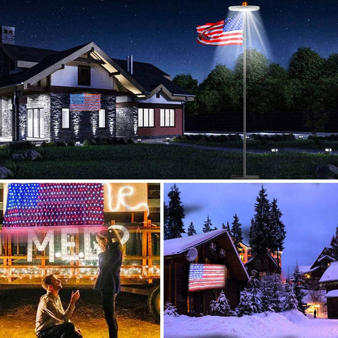 420 4th realization American Advanced Flag Lights, LED Solar String Lights, Waterproof Led Flag Net Light of The United