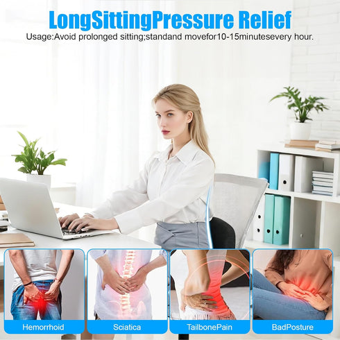ICZQWURE Orthopedic Cushion for Office Chair & Car - L-Shaped Memory Foam with Lumbar Support, Adjustable Strap